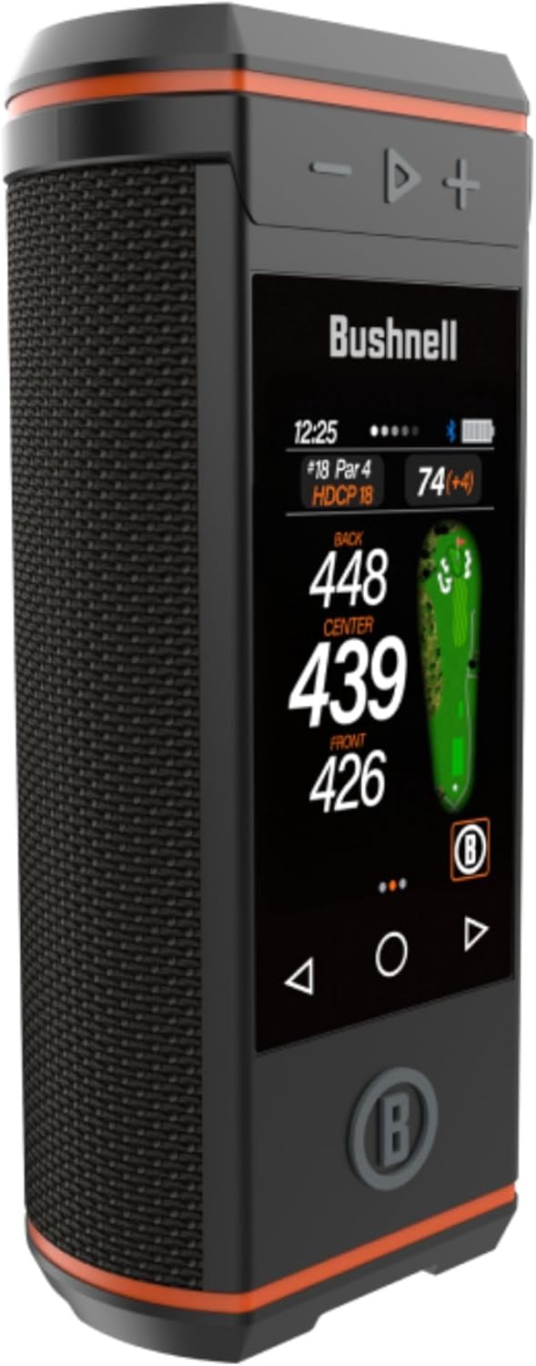 Bushnell Golf Wingman HD GPS Speaker | 3.5" Color Touchscreen, 360° Premium Audio, Visual & Audible Distances, Hazard & GreenView, Magnetic Cart Mount