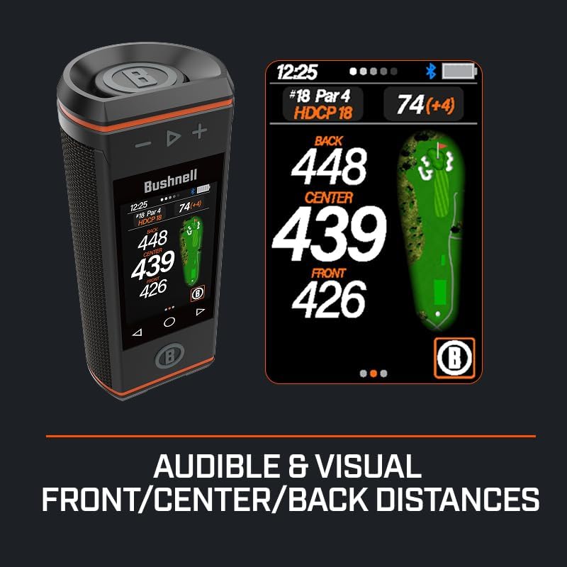 Bushnell Golf Wingman HD GPS Speaker | 3.5" Color Touchscreen, 360° Premium Audio, Visual & Audible Distances, Hazard & GreenView, Magnetic Cart Mount