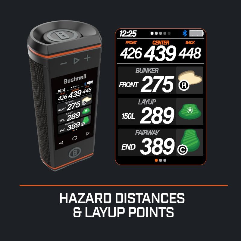 Bushnell Golf Wingman HD GPS Speaker | 3.5" Color Touchscreen, 360° Premium Audio, Visual & Audible Distances, Hazard & GreenView, Magnetic Cart Mount